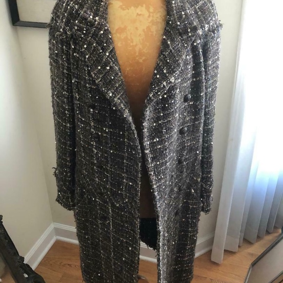 Authentic Vintage Chanel Tweed Wool CC Coat 38